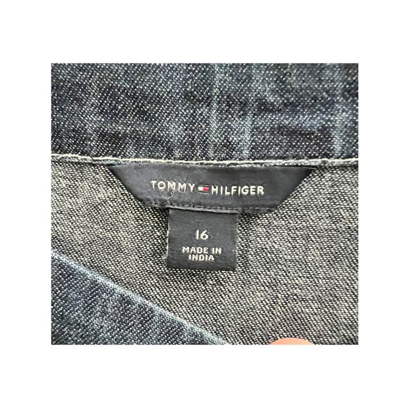 Tommy Hilfiger Size 16 Chambray Shoulder Button Preppy Denim Dress - Picture 3 of 4